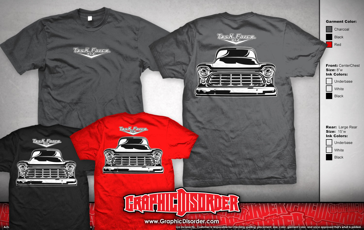 Image of Black 55-56 Chevrolet Truck Front End T-shirts