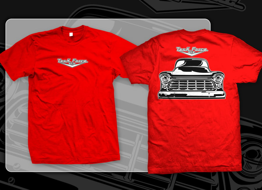 Image of Red 55-56 Chevrolet Truck Front End T-shirts