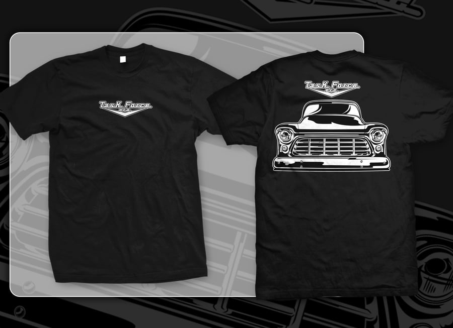Image of Black 55-56 Chevrolet Truck Front End T-shirts