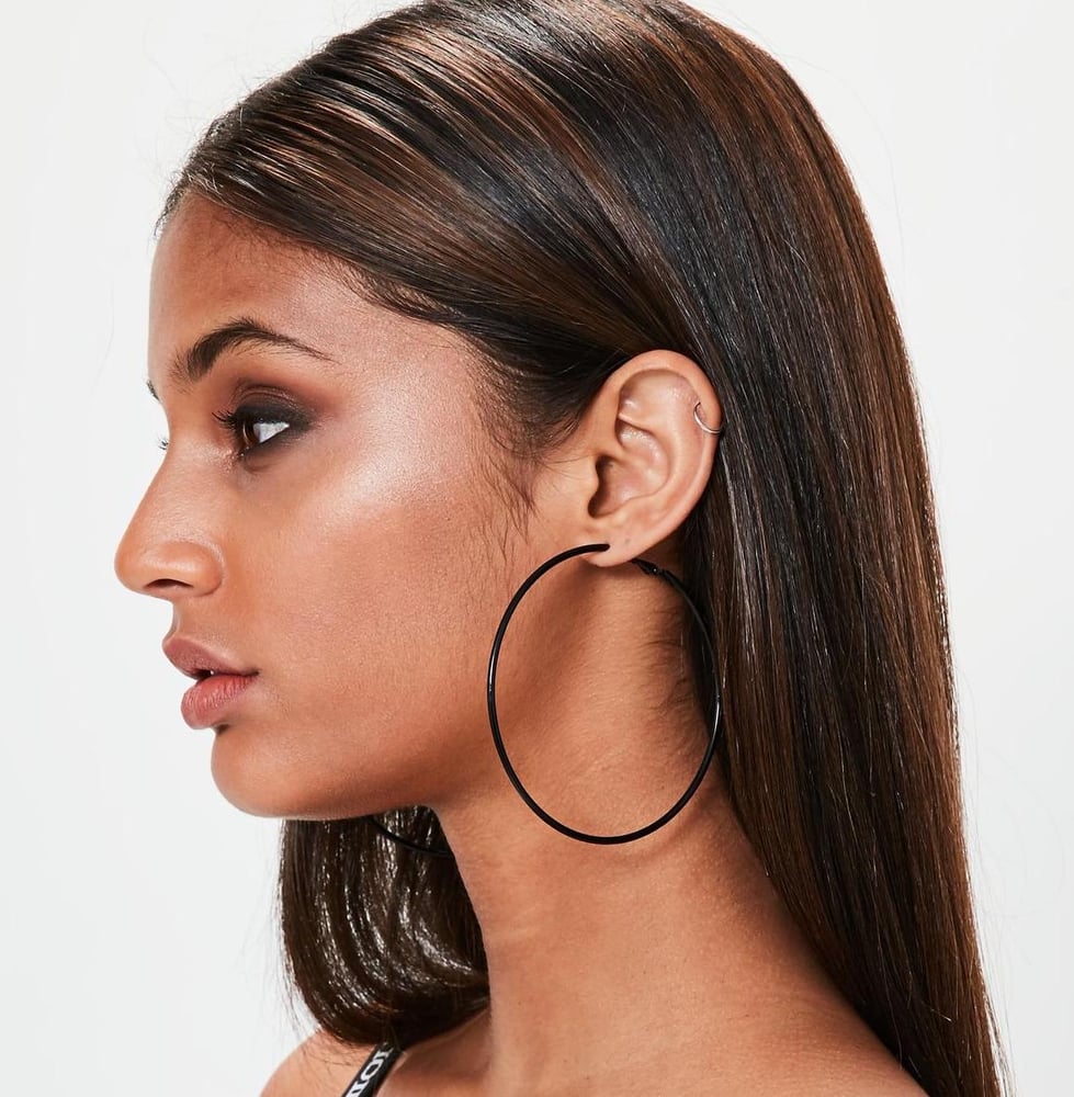 Image of Gun Metal Hoop Earrings