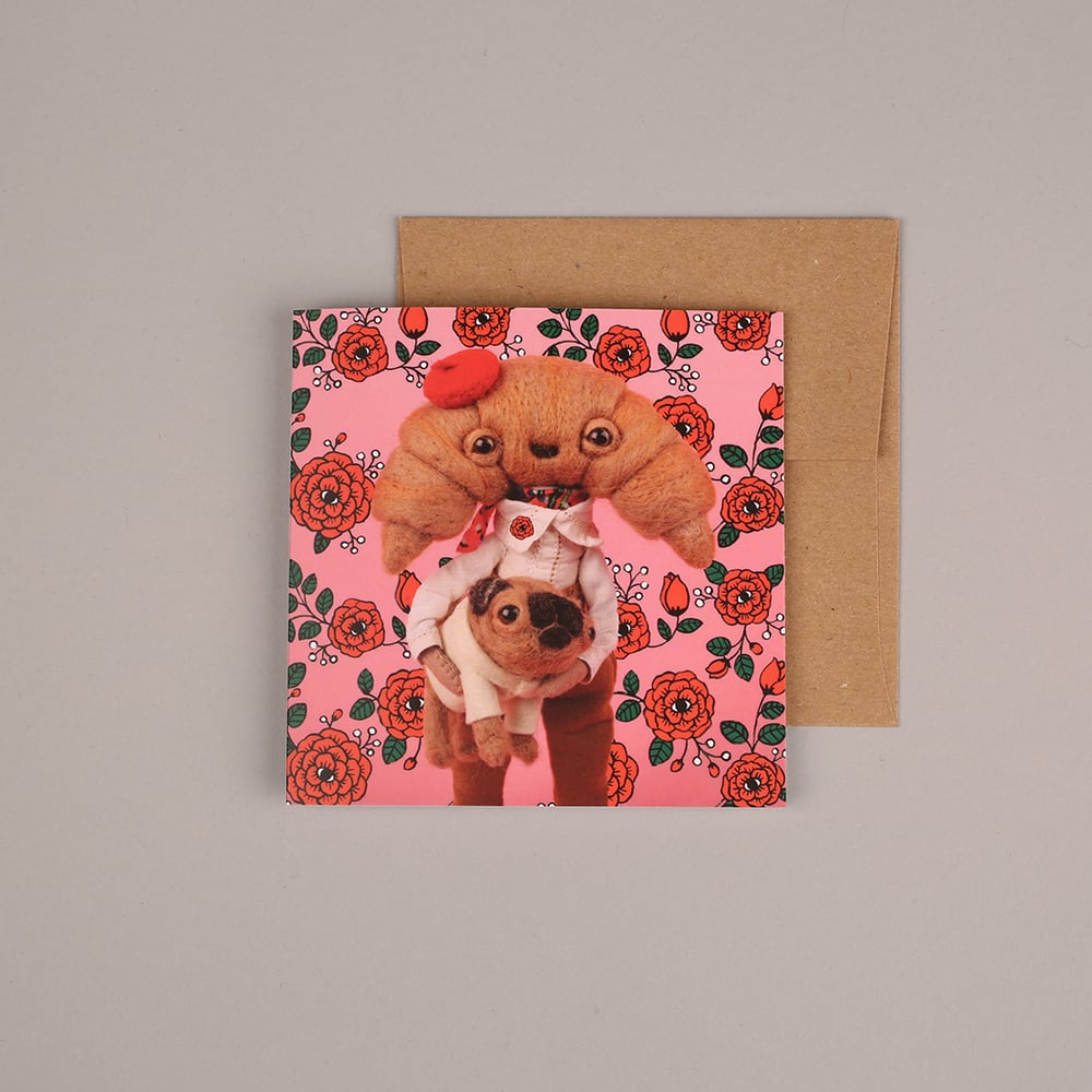 Image of P is for Pastry & Pugs, R is for Red Roses - Greeting Card
