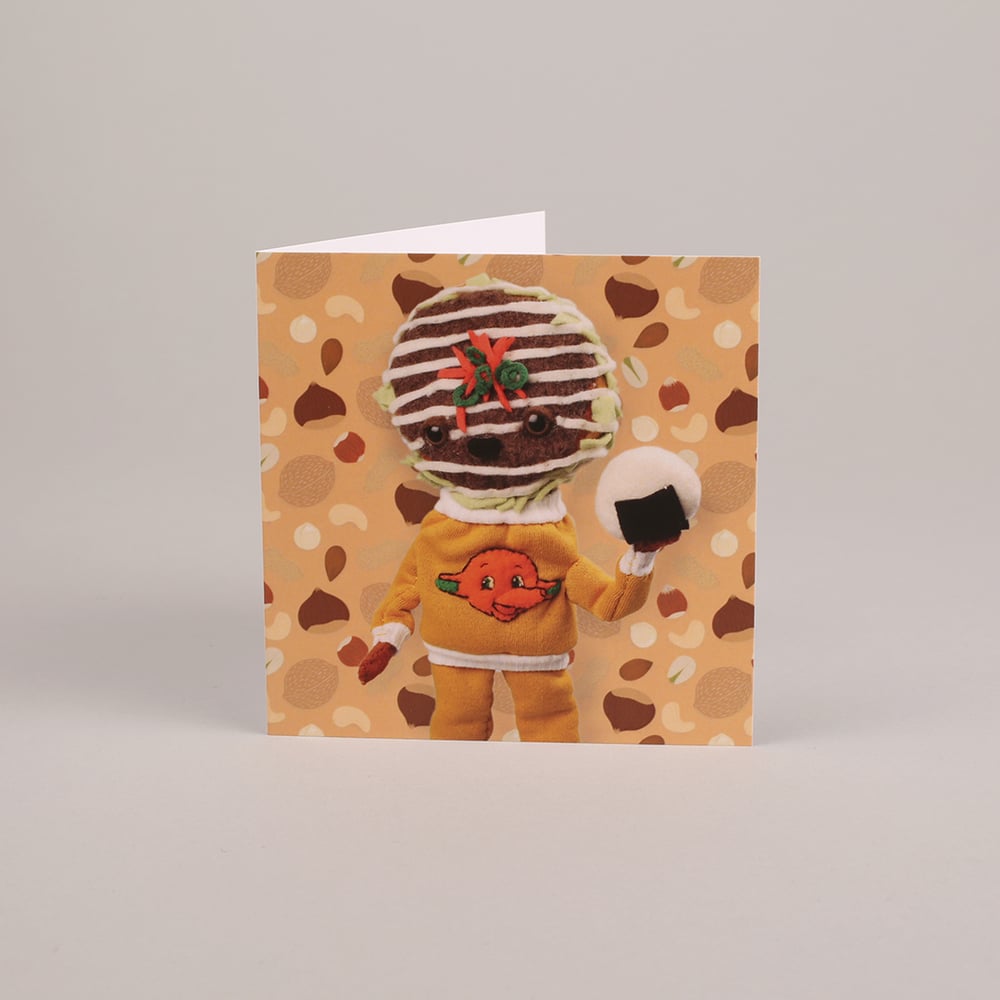 Image of Okonomiyaki is Nuts for Onigiri - Greeting Card