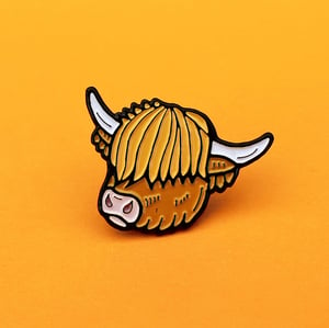 Image of Highland Cow enamel pin - Scottish cattle - ginger - Scotland pin - lapel pin