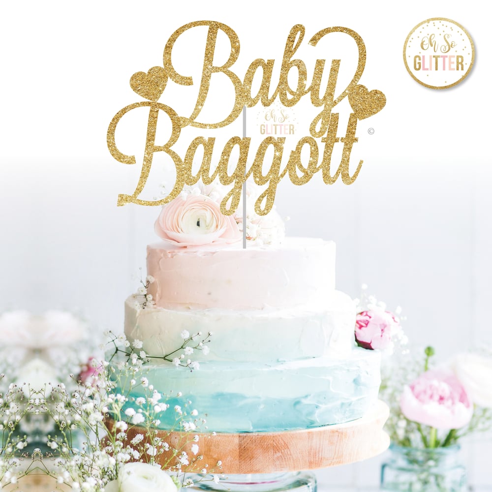 Image of Baby shower - Name cake topper