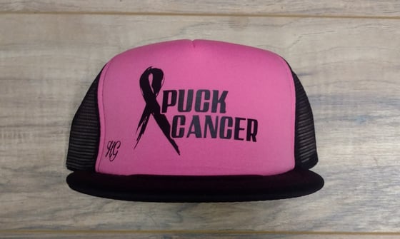 Image of Puck Cancer pink/black mesh snapback