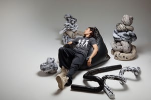 Image of Leather bean bag chair 