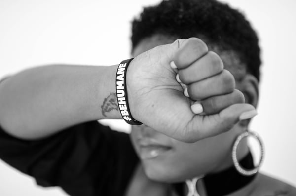 Image of #BEHUMANE Wristband - Black & White