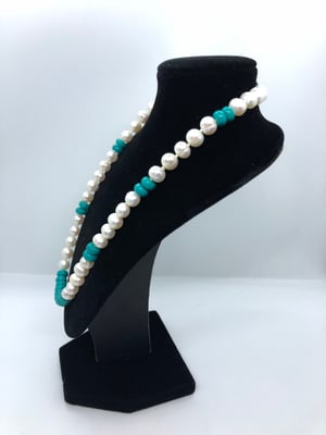 Image of Freshwater Cultured Pearls & Turquoise Necklace