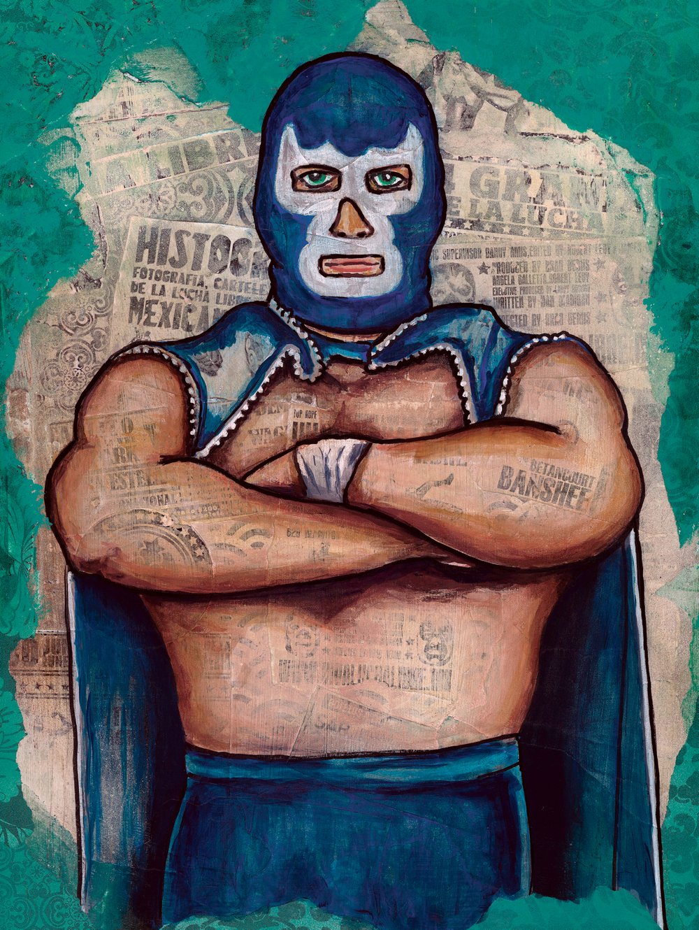 Image of Luchador - Blue Diamond -Fine Art Print