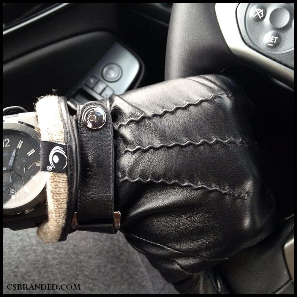 The Active Palm ™ Men's Genuine Touchscreen Leather Gloves CS Branded