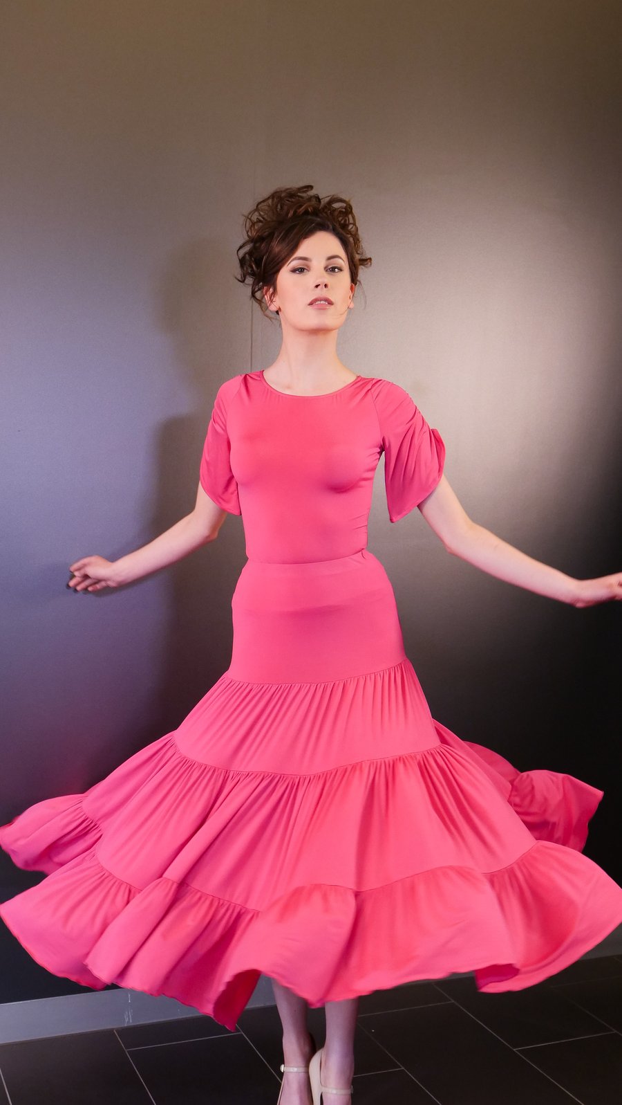 Image of CLOUD SKIRT - Fuschia J3302 Dancewear latin ballroom