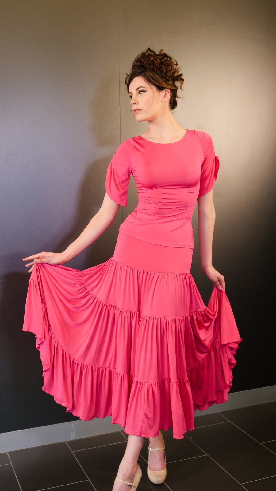 Image of CLOUD SKIRT - Fuschia J3302 Dancewear latin ballroom