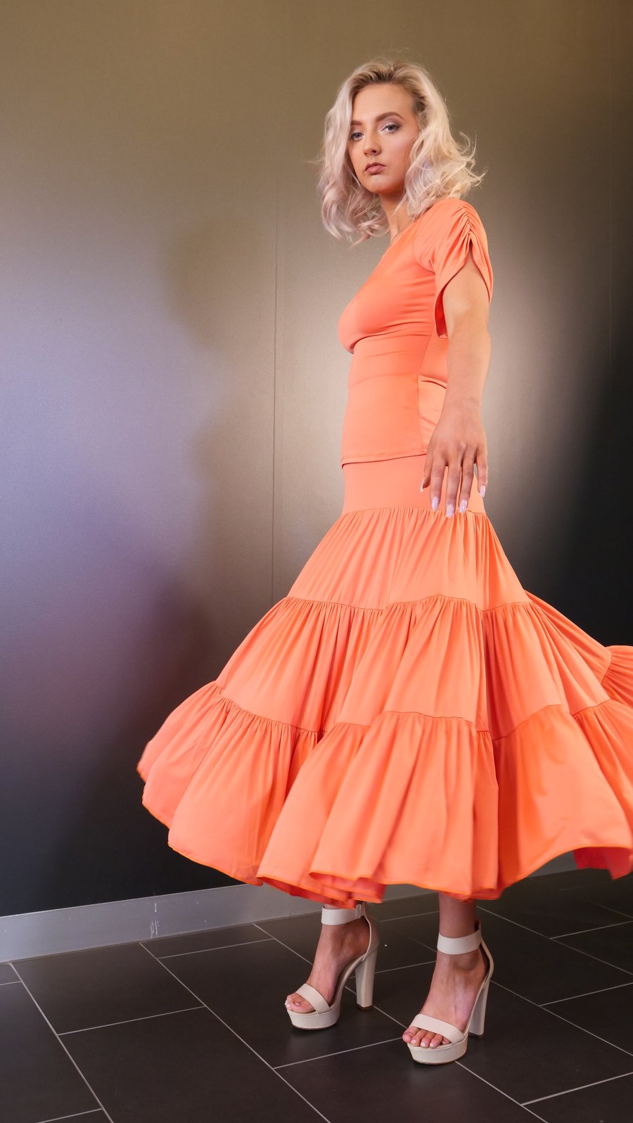 Image of Cloud Skirt - Orange J3302 Dancewear latin ballroom