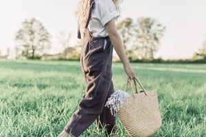 Image of IRMA Blue Linen Dungarees