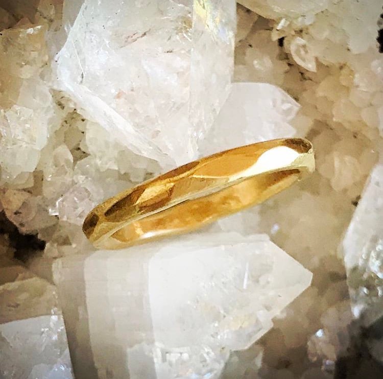 Image of Multi faceted Solid Gold Ring