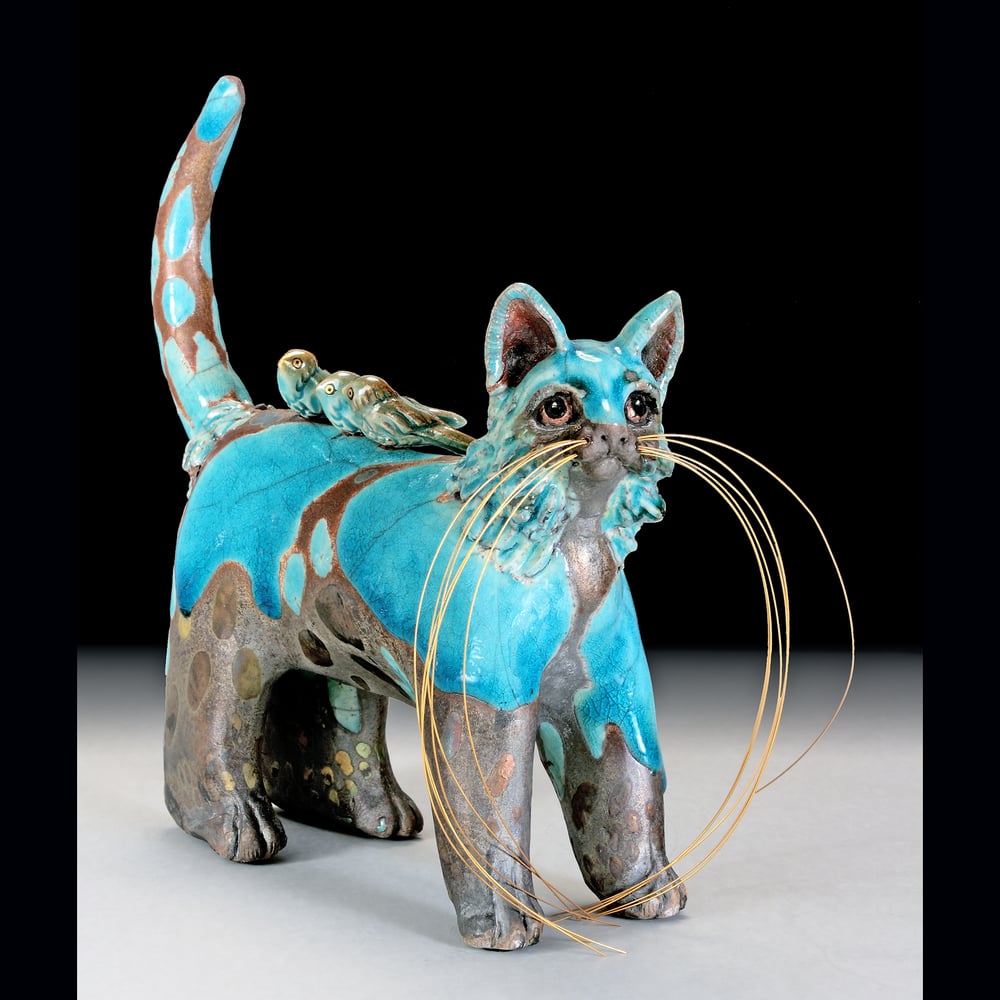 Ceramic Cat Sculptue Whisker Dimples Fried Cats Ceramics
