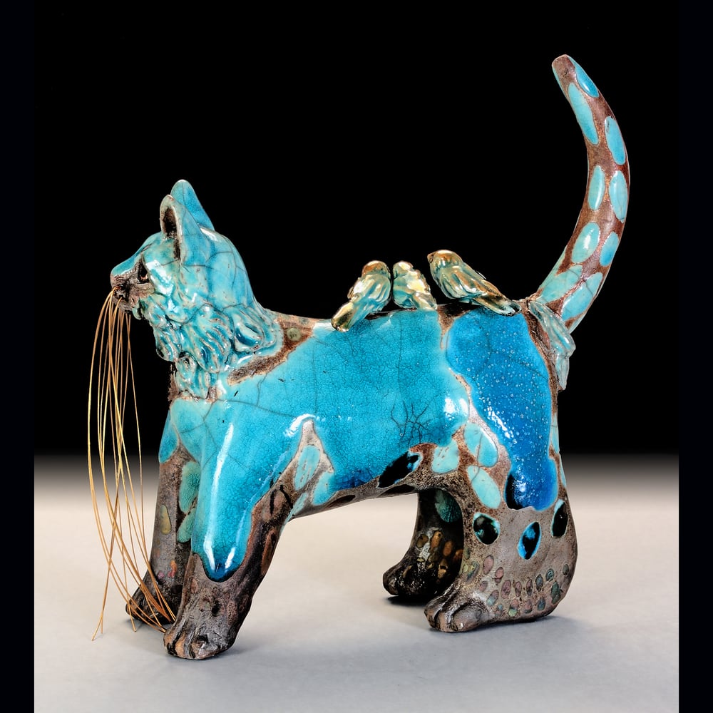 Ceramic Cat Sculptue Whisker Dimples Fried Cats Ceramics