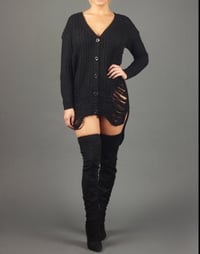 Image 1 of Distressed Cardigan Black