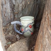 Image 1 of Tree Branch Mug with Red Flowers