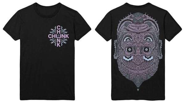 Image of Chunk tee front and back - black/blue/pink