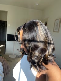 Image 2 of 14 inch 'M' shaped LAGOS HAIRLINE 5x5 HD LACE CLOSURE WIG with BLONDE HIGHLIGHTS