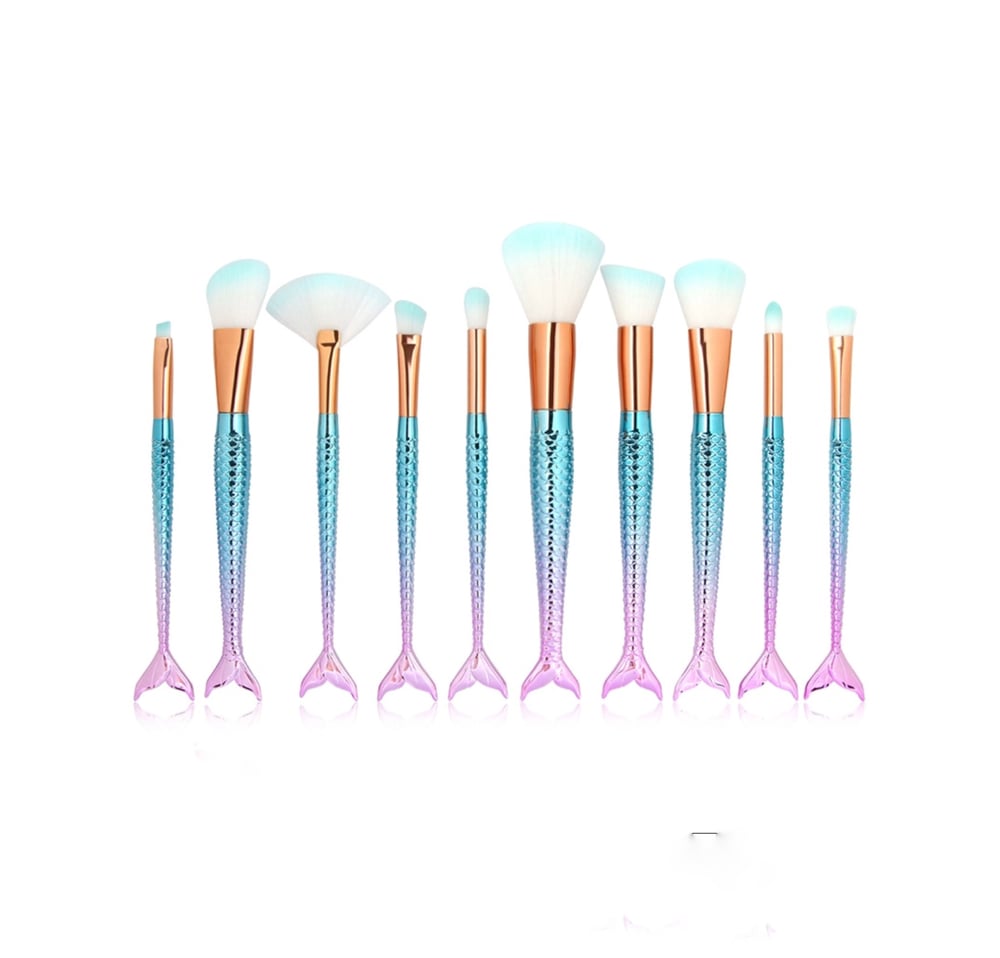 Image of mermaid brush set | blue/pink