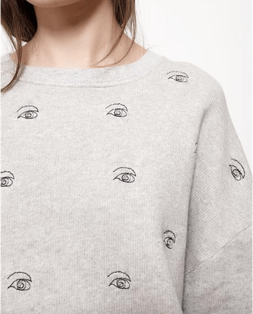 Image of Sweat gris chiné broderies yeux AUGUSTIN 95€ -60%