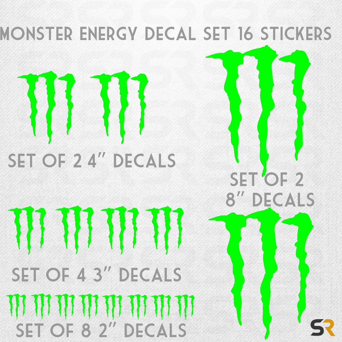 Monster Energy Decals 16Pack Premium Vinyl Sticker Sheet for Fans