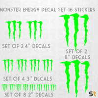Monster Energy Decals 16-Pack: Premium Vinyl Sticker Sheet for Fans