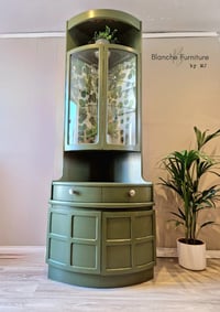 Image 4 of Mid Century Modern Luxury Corner Drinks Cabinet by Nathan-Olive Geen Vintage Cocktail Display