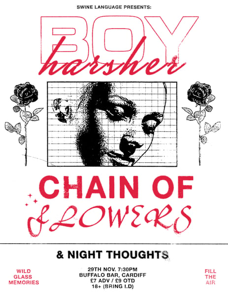 Image of BOY HARSHER (USA), CHAIN OF FLOWERS + NIGHT THOUGHTS @ BUFFALO, CARDIFF