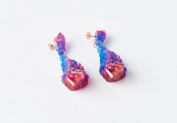 Image of CHRYSALIS DROP EARRINGS - Fuschia Turquoise