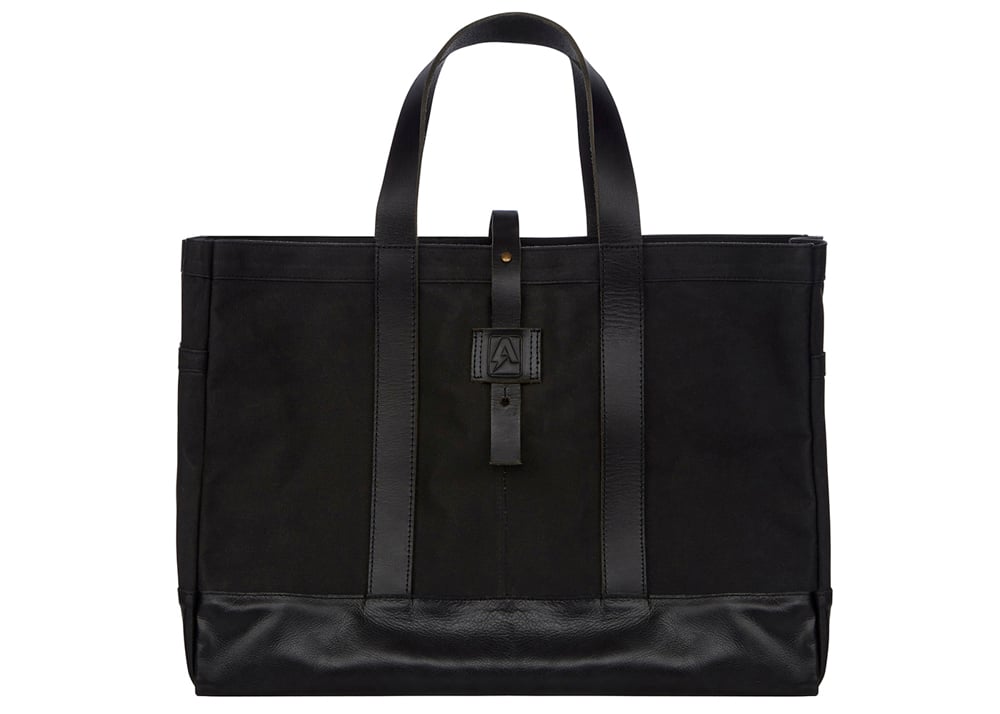 Image of CANVAS & LEATHER UTILITY TOTE - BLACK