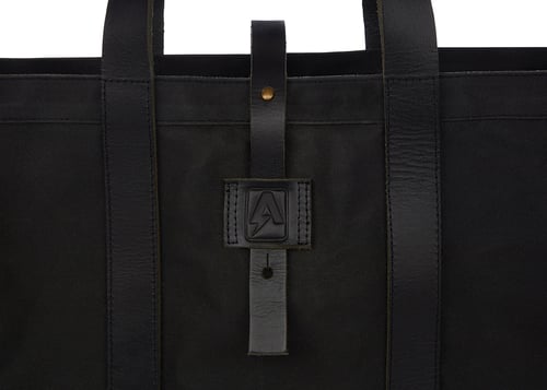 Image of CANVAS & LEATHER UTILITY TOTE - BLACK