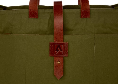 Image of AUSTRALIAN CANVAS CARRYALL - KHAKI WITH TAN LEATHER