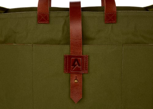 Image of AUSTRALIAN CANVAS CARRYALL - KHAKI  WITH TAN LEATHER