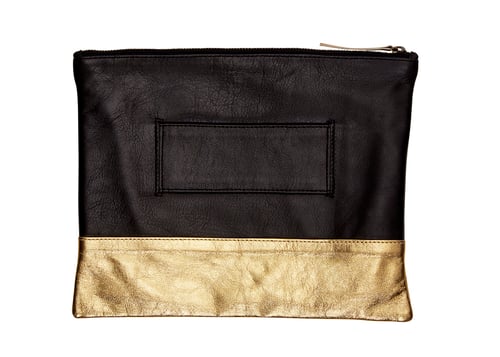 Image of LARGE CLUTCH - BLACK/GOLD LEATHER - 'BACK TO BLACK'