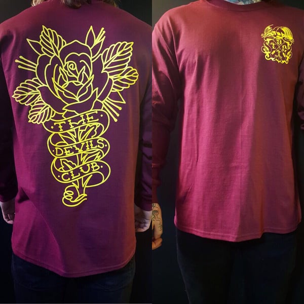Image of Maroon Long sleeve Rose Tee