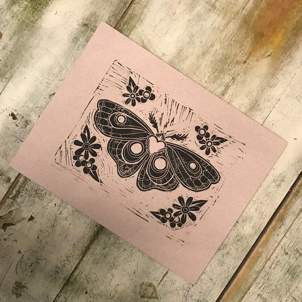 Image of Moth Linocut