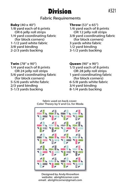 Division Quilt Pattern - PAPER pattern | A Bright Corner