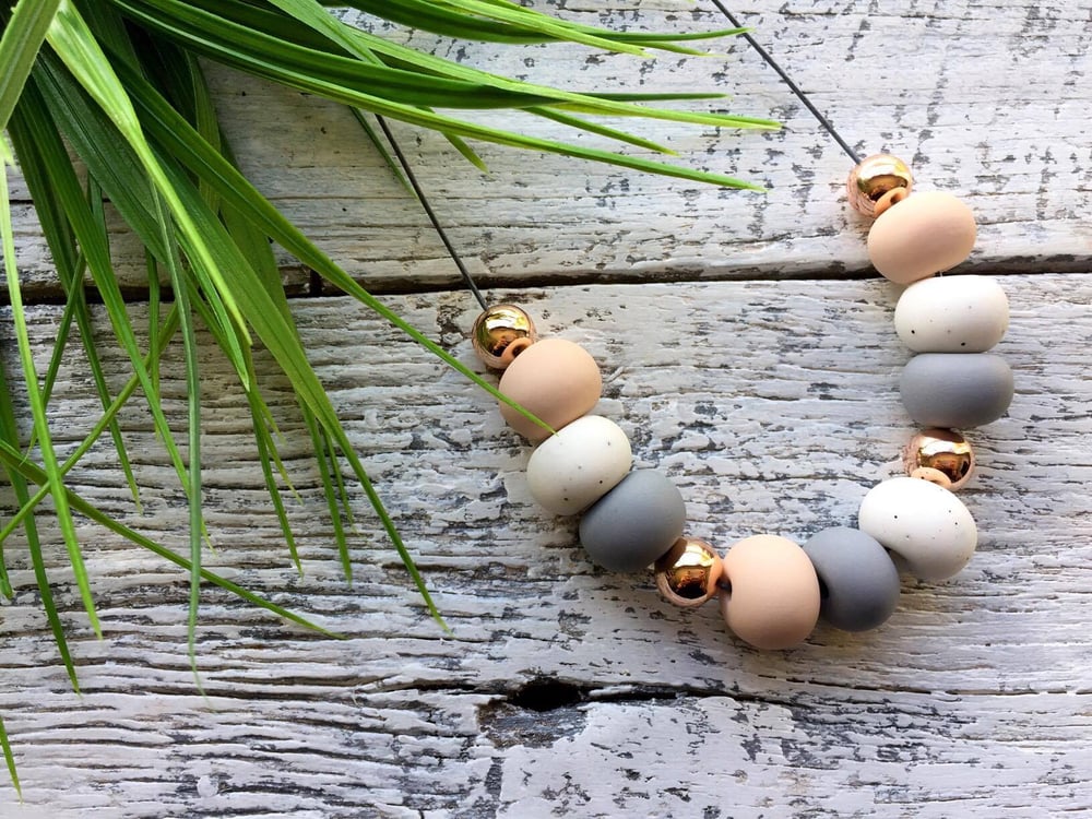 Image of Elegance Clay Necklace - Light Pink/Salt n Pepper/Light Grey