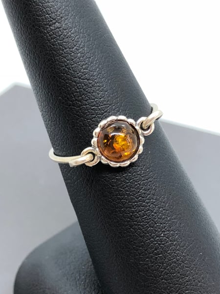 Image of Cognac Coloured Amber & 925 Sterling Silver Ring