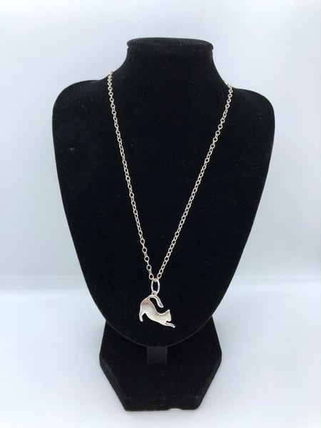 Image of 925 Sterling Silver Solid Cat Pendant with 20 inch Chain