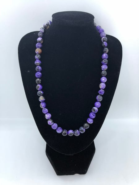 Image of Purple & Black Fire Agate Nacklace