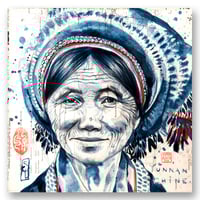 Image 1 of Paper Art Print - "Vieille dame Hani en indigo"