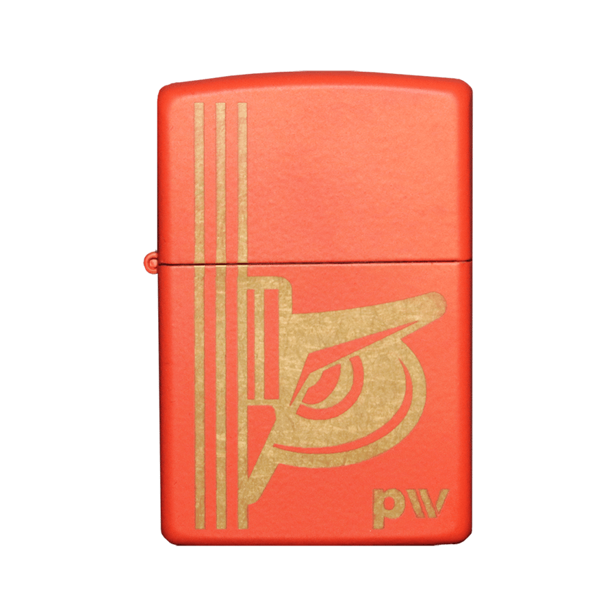 Image of SC[0]UT O.W.L. Orange/Copper Patina Zippo Lighter with Tin Case