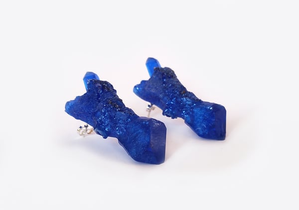 Image of CELESTIAL STUD EARRINGS - Electric Blue clear (Only 1 left)