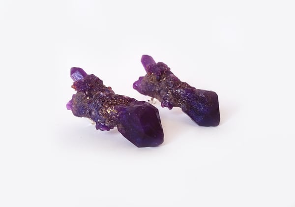 Image of CELESTIAL STUD EARRINGS - Aubergine clear (SAMPLE - 1 pair only)