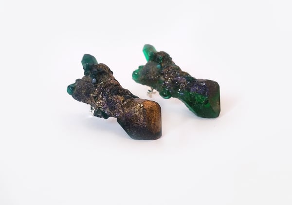 Image of CELESTIAL STUD EARRINGS - Emerald (SAMPLE - Only 2 in stock)