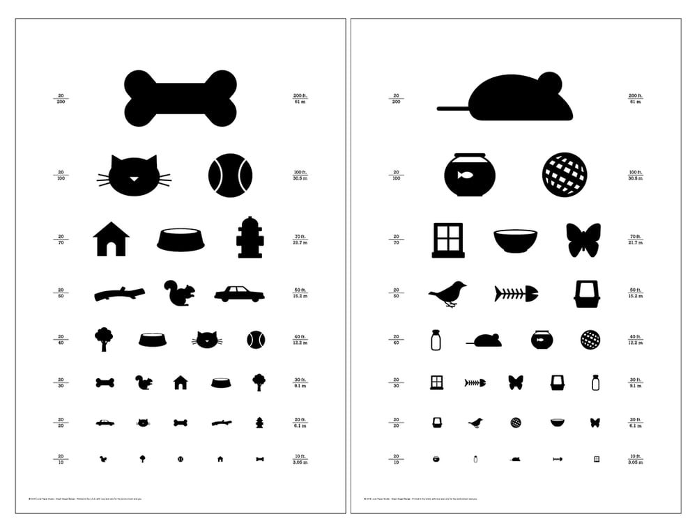 Image of Set of Two 12" x 18" Dog & Cat Eye Charts - Classic Size Posters